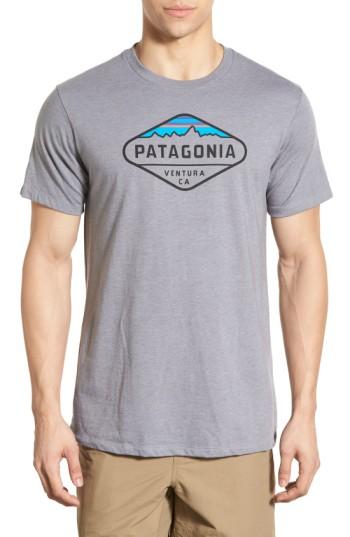 Men's Patagonia 'fitz Roy Crest' Slim Fit Organic Cotton Blend T-shirt - Grey