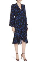 Women's Dvf Jovie High/low Ruffle Hem Wrap Dress - Black