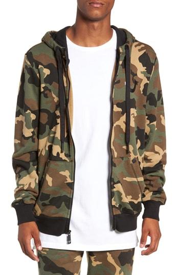 Men's True Religion Brand Jeans-big T Camo Zip Hoodie - Green
