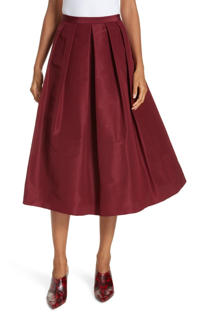 Women's Tibi Silk Faille Full Skirt - Burgundy