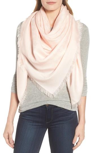 Women's Tory Burch Traveler Logo Jacquard Wool & Silk Scarf