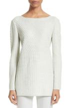 Women's St. John Collection Sparkle Engineered Rib Sweater, Size - Grey
