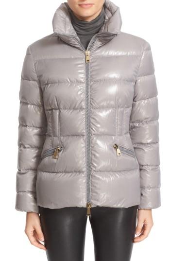 Women's Moncler 'daphne' Water Resistant Short Shiny Nylon Jacket - Grey