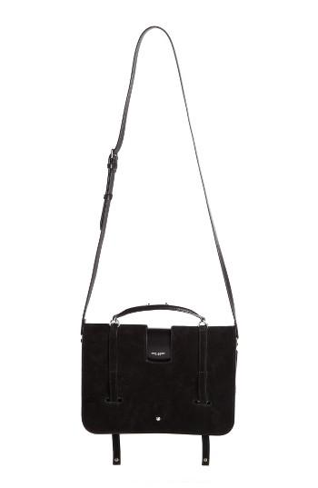 Saint Laurent Suede Top Handle Messenger Bag - Black