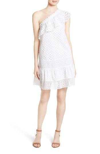 Women's Tory Burch Zoe Eyelet One-shoulder Dress