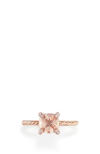 Women's David Yurman Chatelaine Ring With Morganite And Diamonds In 18k Rose Gold