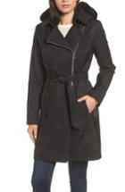 Women's Vince Camuto Belted Asymmetrical Trench Coat - Black