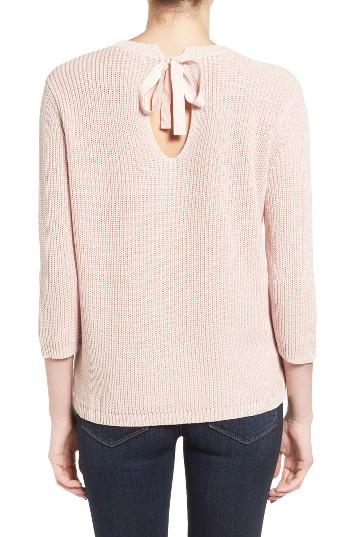 Women's Caslon Bleached Cotton Tie Back Pullover, Size - Pink