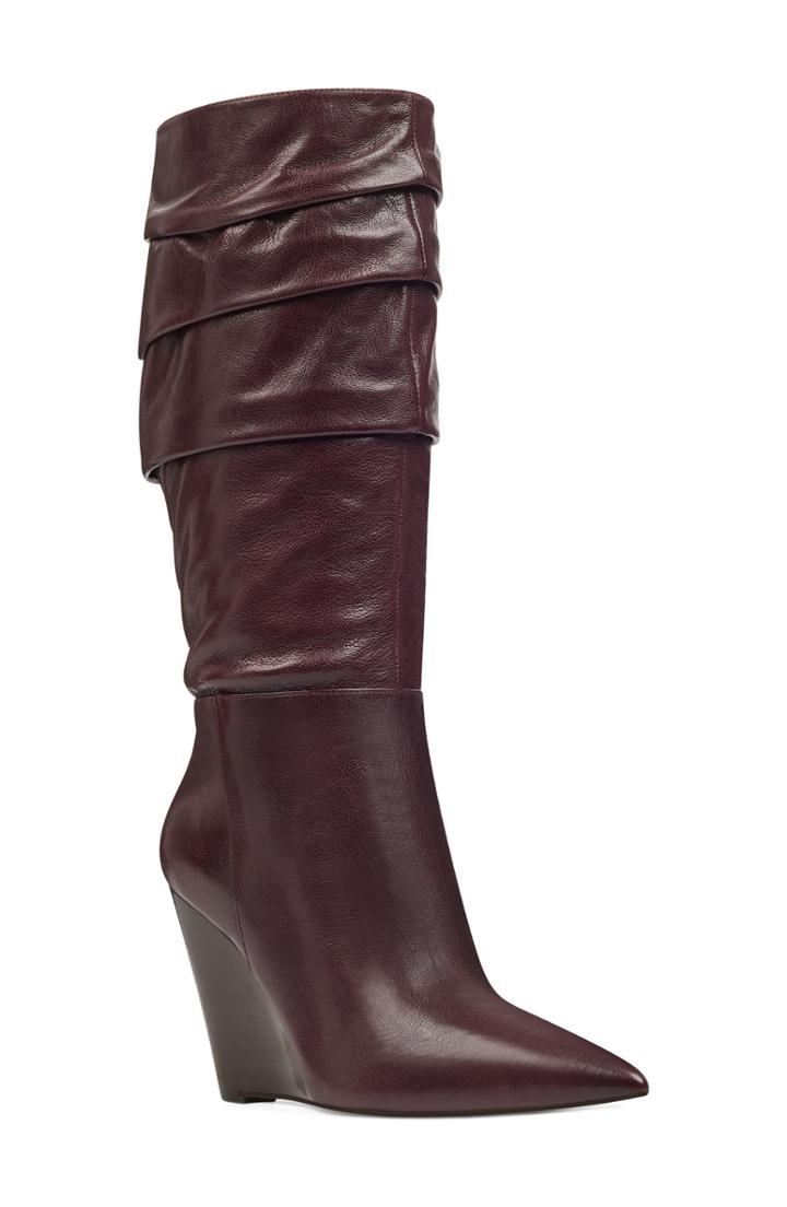 Women's Nine West Vernese Tiered Knee High Wedge Boot .5 M - Purple