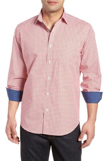 Men's Bugatchi Classic Fit Check Sport Shirt - Orange