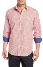 Men's Bugatchi Classic Fit Check Sport Shirt - Orange