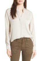 Women's Vince Double Front Stretch Silk Shirt - Beige