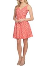 Women's Cece Miley Print Fit & Flare Dress - Red