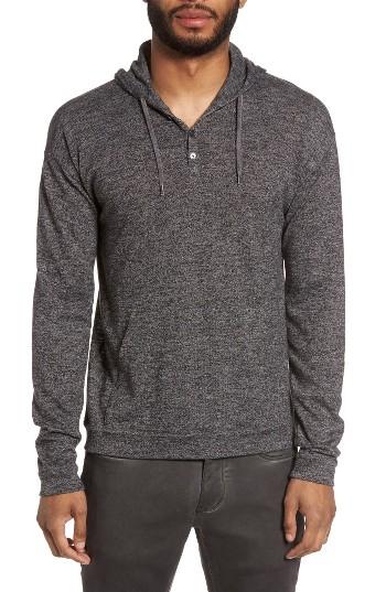 Men's John Varvatos Drop Shoulder Henley Hoodie - Grey