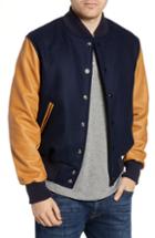 Men's Golden Bear The Albany Mixed Media Varsity Jacket - Blue