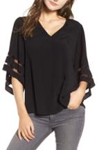 Women's Chelsea28 Illusion Sleeve Top, Size - Black