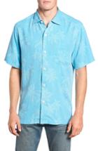 Men's Tommy Bahama Digital Palms Silk Sport Shirt, Size - Blue
