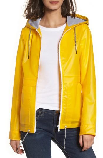 Women's Coffee Shop Water Resistant Raincoat - Yellow