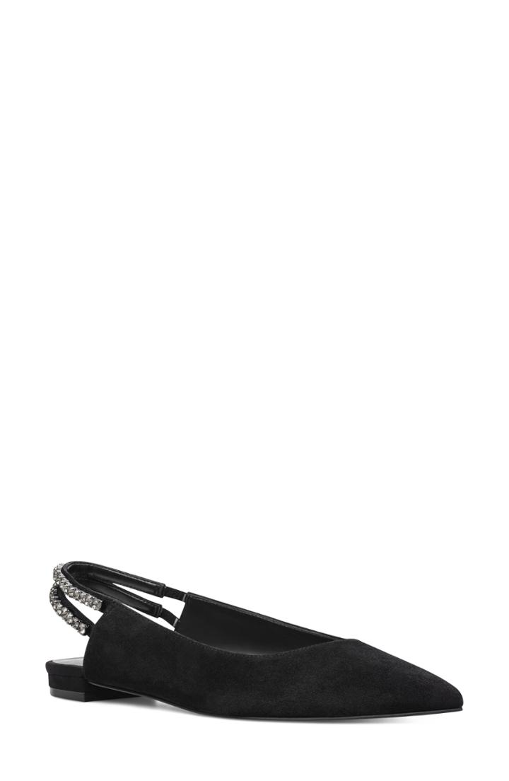 Women's Nine West Angariah Slingback Flat M - Black