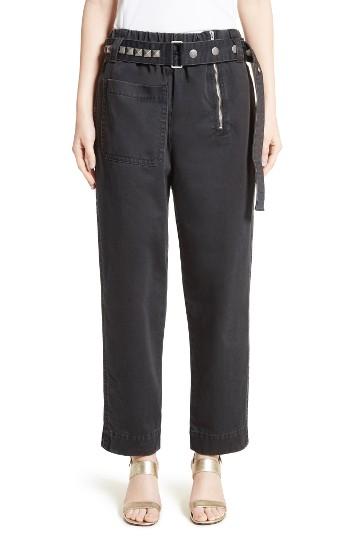 Women's Marc Jacobs Cotton Sateen Pants With Studded Belt