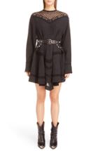 Women's Isabel Marant Loko Lace Inset Linen Dress Us / 38 Fr - Black