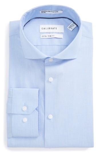 Men's Calibrate Extra Trim Fit Stretch No-iron Dress Shirt .5 - 34/35 - Blue