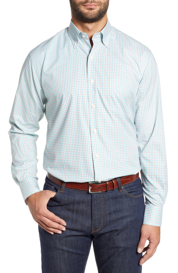 Men's Peter Millar Crown Ease Marketplace Fit Check Sport Shirt