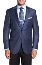 Men's Peter Millar Classic Fit Windowpane Wool Sport Coat L - Blue