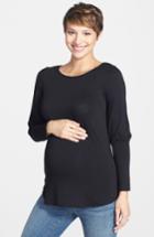 Women's Maternal America Drape Back Maternity Top - Black