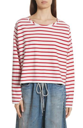 Women's Mm6 Maison Margiela Inside Out Stripe Sweater - Red
