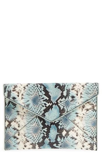 Rebecca Minkoff Leo Snake Embossed Leather Clutch - Blue