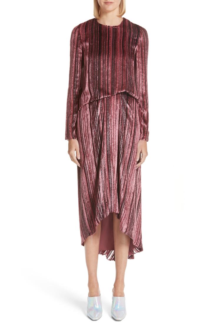 Women's Sies Marjan Metallic & Velvet Stripe Dress - Pink