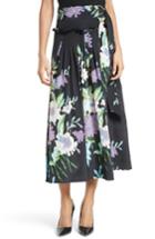 Women's Diane Von Furstenberg Floral Silk Midi Skirt - Black