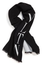 Men's Valentino Vltn Logo Wool Scarf, Size - Black
