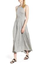 Women's Lucky Brand Smocked Linen Blend Dress - Grey