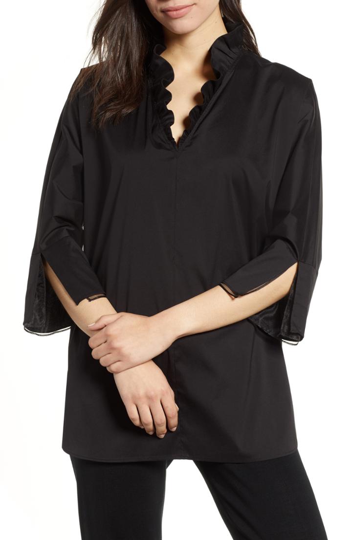 Women's Ming Wang Ruffle Split Sleeve Blouse