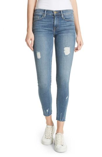 Women's Frame Le Skinny De Jeanne Raw Edge Ankle Jeans - Blue