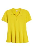 Women's Halogen Peplum Polo Sweater - Yellow