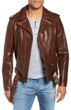 Men's Schott Nyc '50s Oil Tanned Cowhide Leather Moto Jacket, Size - Brown