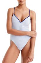 Women's J.crew Lace-up Back One-piece Swimsuti - Blue