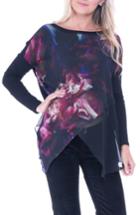Women's Olian Bernadette Print Chiffon Layered Maternity Top /small - Blue