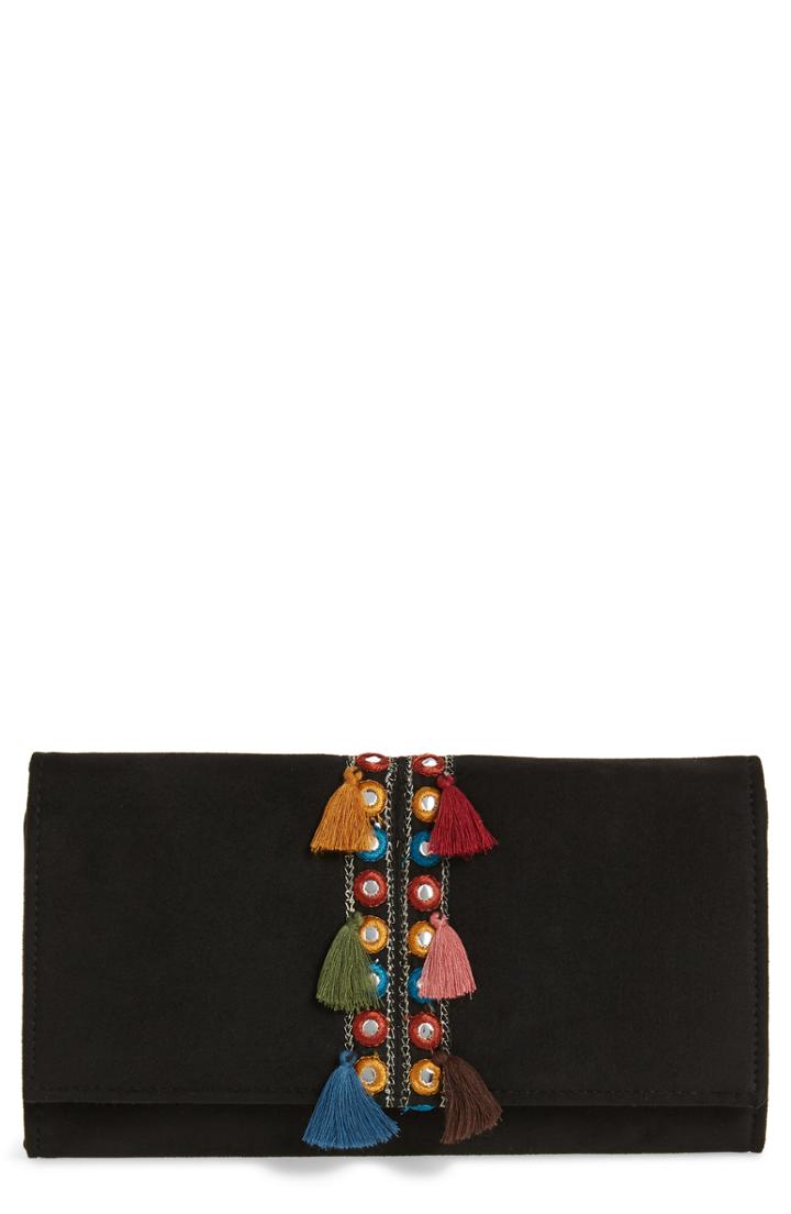 Shiraleah Twila Embroidered Faux Suede Clutch - Black