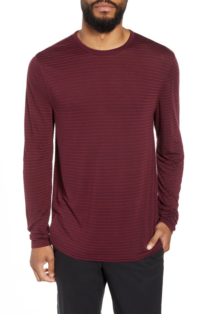 Men's Calibrate Texture Stripe Long Sleeve T-shirt, Size - Burgundy