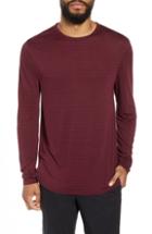 Men's Calibrate Texture Stripe Long Sleeve T-shirt, Size - Burgundy