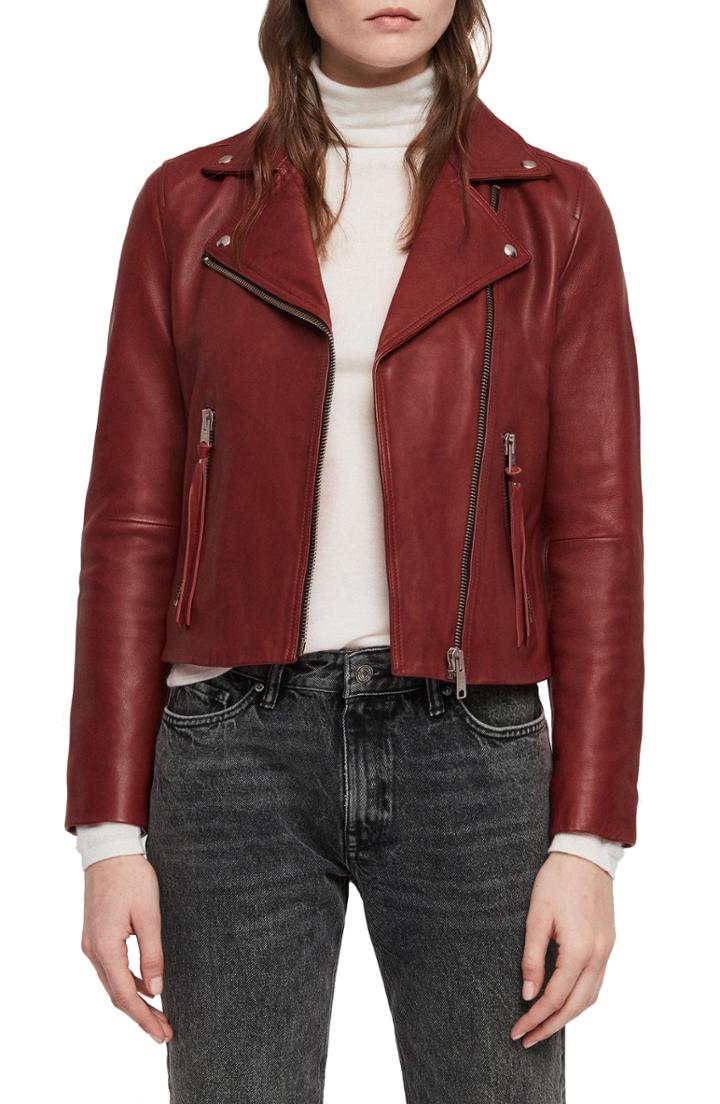 Women's Allsaints Dalby Biker Jacket - Red