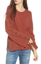 Women's Madewell Button Sleeve Pullover Sweater - Red