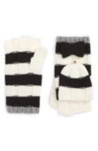 Women's Kate Spade New York Stripe Convertible Knit Mittens, Size - Black