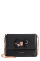 Ted Baker London Bowii Bow Mini Bark Leather Crossbody Bag - Black