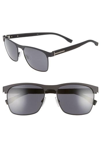 Men's Boss 57mm Rectangle Sunglasses - Matte Black
