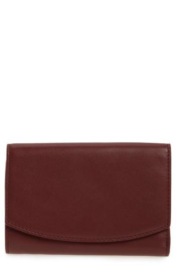 Women's Skagen Compact Flap Leather Wallet - Red